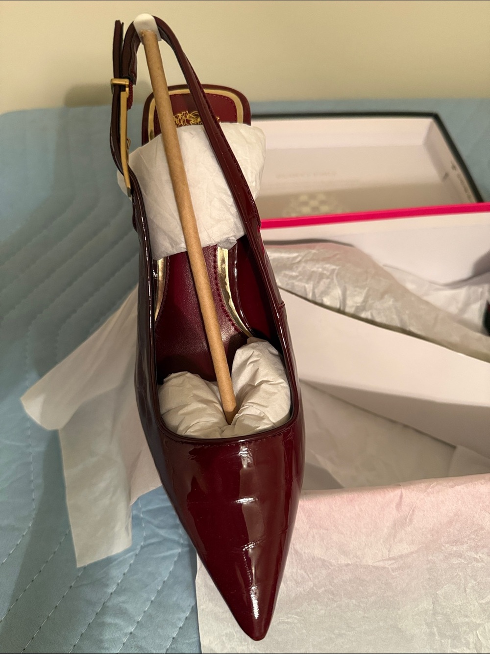 Vince Camuto Women's Burgundy Patent Pointed Slingback Heel